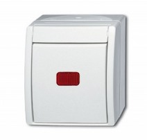 Переключатель ABB 1-клавишный, контрольный, IP44, для открытого монтажа, серия ocean, цвет альпийский белый ABB